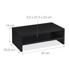 Northix Stojalo za monitor črno jeklo 40x20x10 cm z predalom