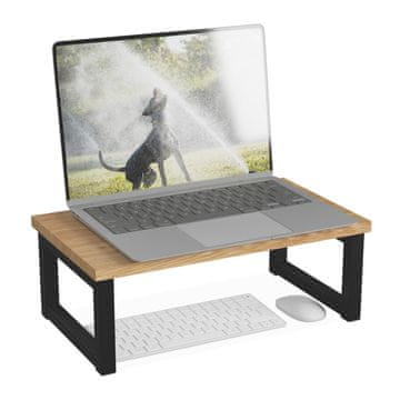 Northix Industrijsko kovinsko leseno stojalo za monitor z shranjevanjem