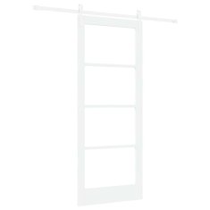 Vidaxl Drsna vrata Bela 83 x 202 cm Trden borov les in steklo