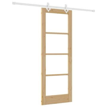 Vidaxl Drsna vrata Naravna 73,5 x 198,5 cm Trden borov les in steklo