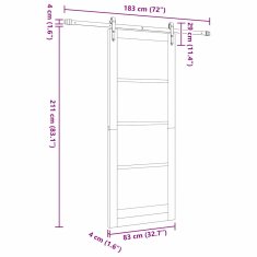 Vidaxl Drsna vrata Bela 83 x 211 cm Trden borov les in steklo