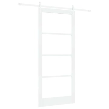 Vidaxl Drsna vrata Bela 93 x 211 cm Trden borov les in steklo