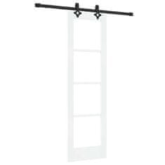 Vidaxl Drsna vrata Bela 61 x 198,5 cm Trden borov les in steklo