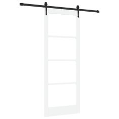 Vidaxl Drsna vrata Bela 83 x 211 cm Trden borov les in steklo