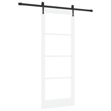 Vidaxl Drsna vrata Bela 83 x 211 cm Trden borov les in steklo