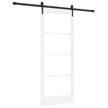 Vidaxl Drsna vrata Bela in črna 83 x 202 cm Trden borov les in steklo