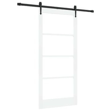 Vidaxl Drsna vrata Bela 93 x 202 cm Trden borov les in steklo