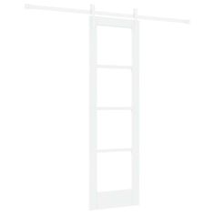 Vidaxl Drsna vrata Bela 61 x 198,5 cm Trden borov les in steklo