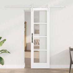 Vidaxl Drsna vrata Bela 61 x 198,5 cm Trden borov les in steklo
