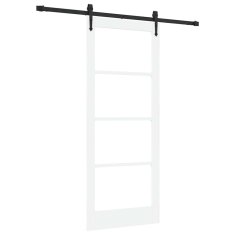 Vidaxl Drsna vrata Bela 83 x 202 cm Trden borov les in steklo