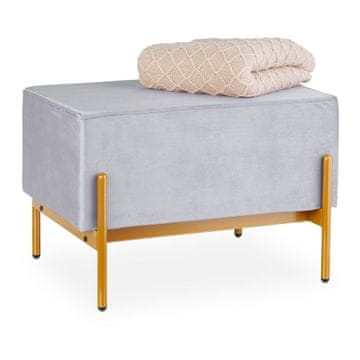 Northix Žametna klop z zlatimi kovinskimi nogami nosilnost 136 kg