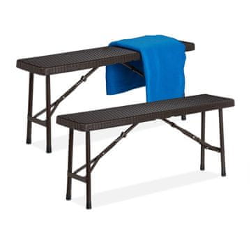 Northix Zložljiv set klopi 2 kosa ratan videz 120 cm