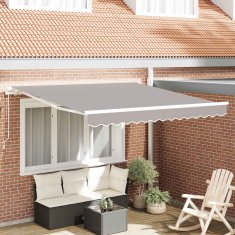 Vidaxl Ročna tenda 3 x 2,5 m Svetlo siva 100% poliester