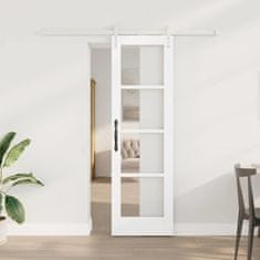 Vidaxl Drsna vrata Bela 61 x 198,5 cm Trden borov les in steklo