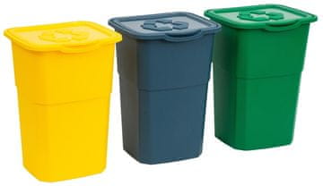 eoshop Tridelni Komplet Košev Sortiraj ECO, 3 x 50 L, Italijanski Dizajn