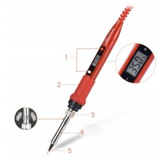 MG Soldering Iron spajkalnik s priborom 80W, rdeč