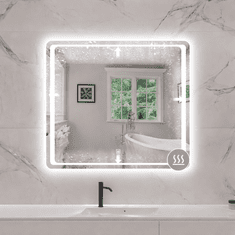 S6 Steklarstvo Šest LED ogledalo S64F, 70x70cm, 3 Barve LED, dimmer, antifog