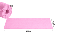 Verkgroup podloga za jogo, 60 x 180 cm, roza