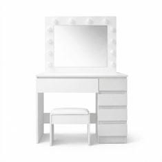 Aga Toaletna miza z ogledalom in osvetlitvijo + tabure Mat bela