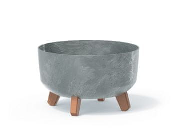 Prosperplast Cvetlični lonček Prosperplast Gracia Low 28,5 cm, siv, betonski videz, 6,8 l