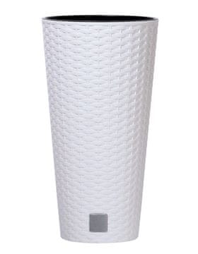 Prosperplast Visok okrasni cvetlični lonec Prosperplast Rato Tubus z vložkom, bel 30 cm