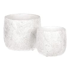 Autronic Betonski okrasni ovoj za cvetlični lonec, motiv iglic, belo-srebrn, set 2