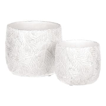 Autronic Betonski okrasni ovoj za cvetlični lonec, motiv iglic, belo-srebrn, set 2