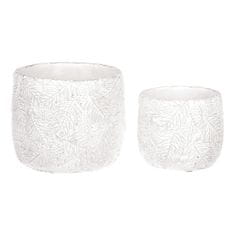 Autronic Betonski okrasni ovoj za cvetlični lonec, motiv iglic, belo-srebrn, set 2