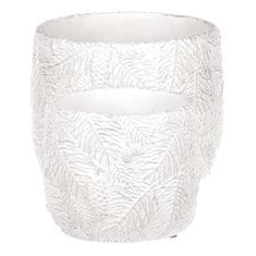 Autronic Betonski okrasni ovoj za cvetlični lonec, motiv iglic, belo-srebrn, set 2