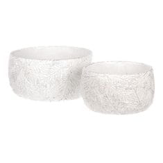 Autronic Betonski okrasni lončni ovitek z motivom iglic, belo-srebrn, set 2 kosov