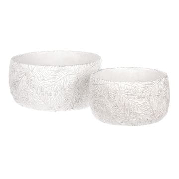 Autronic Betonski okrasni lončni ovitek z motivom iglic, belo-srebrn, set 2 kosov