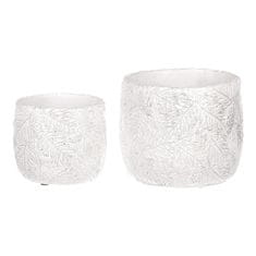 Autronic Betonski okrasni ovoj za cvetlični lonec, motiv iglic, belo-srebrn, set 2