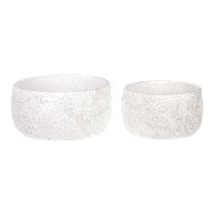 Autronic Betonski okrasni lončni ovitek z motivom iglic, belo-srebrn, set 2 kosov