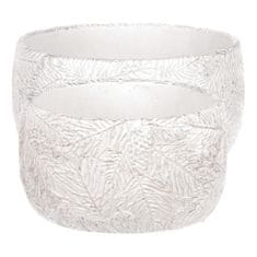 Autronic Betonski okrasni lončni ovitek z motivom iglic, belo-srebrn, set 2 kosov