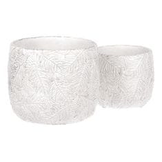 Autronic Betonski okrasni ovoj za cvetlični lonec, motiv iglic, belo-srebrn, set 2