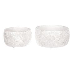 Autronic Betonski okrasni lončni ovitek z motivom iglic, belo-srebrn, set 2 kosov
