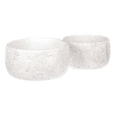 Autronic Betonski okrasni lončni ovitek z motivom iglic, belo-srebrn, set 2 kosov