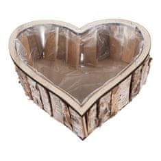 Autronic Brezovo srce – lesen okrasni ovoj za cvetlični lonček, 30 × 30 × 7 cm, 2 kosa