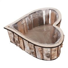 Autronic Brezovo srce – lesen okrasni ovoj za cvetlični lonček, 30 × 30 × 7 cm, 2 kosa