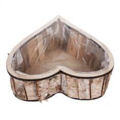 Autronic Brezovo srce – lesen okrasni ovoj za cvetlični lonček, 30 × 30 × 7 cm, 2 kosa