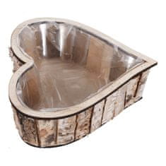 Autronic Brezovo srce – lesen okrasni ovoj za cvetlični lonček, 30 × 30 × 7 cm, 2 kosa