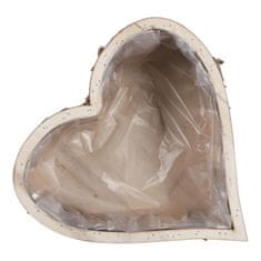 Autronic Brezovo srce – lesen okrasni ovoj za cvetlični lonček, 30 × 30 × 7 cm, 2 kosa