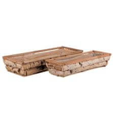 Autronic Pravokotni brezov lesen okrasni ovitek za lonce, set 2 kos (41–50 cm)