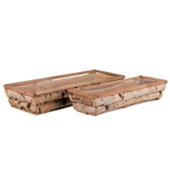 Autronic Pravokotni brezov lesen okrasni ovitek za lonce, set 2 kos (41–50 cm)