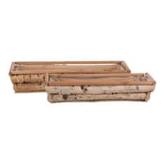 Autronic Pravokotni brezov lesen okrasni ovitek za lonce, set 2 kos (41–50 cm)