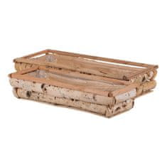 Autronic Pravokotni brezov lesen okrasni ovitek za lonce, set 2 kos (41–50 cm)