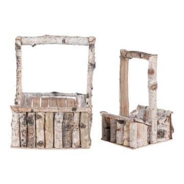 Autronic Brezov okrasni ovoj za cvetlični lonec v obliki košare, komplet 2 kosov