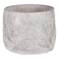 Autronic Betonski okrasni cvetlični lonček, srebrno siv, motiv bora, Ø21 cm