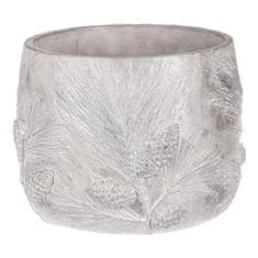 Autronic Betonski okrasni cvetlični lonček, srebrno siv, motiv bora, Ø21 cm