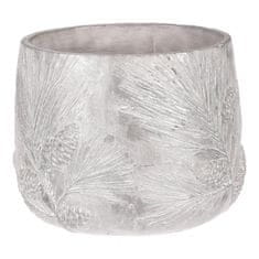 Autronic Betonski okrasni cvetlični lonček, srebrno siv, motiv bora, Ø21 cm